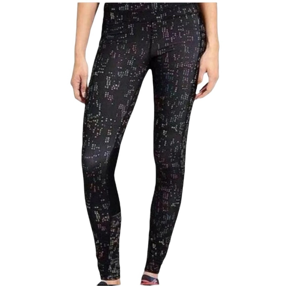 Athleta Fast Lane Be Free Black Multicolor Tights Leggings Medium